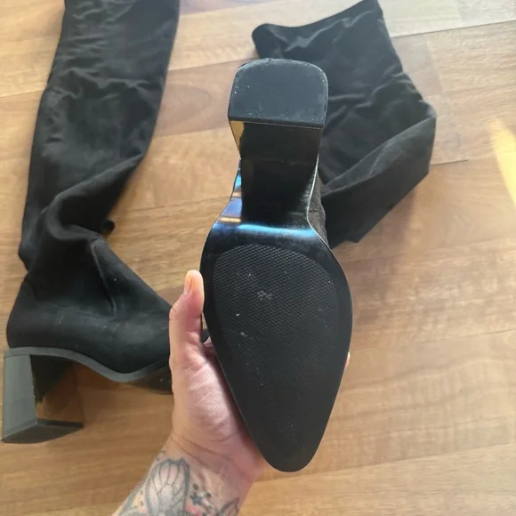 Zara Thigh High suede stacked heel boots - Picture 13 of 13